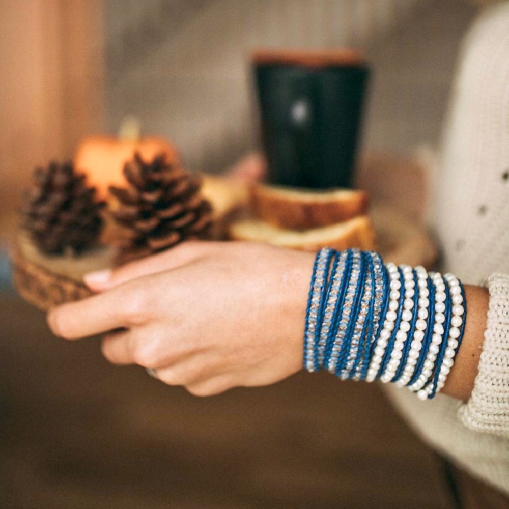 SOLD OUT Crystal Ice on Navy Wrap Bracelet